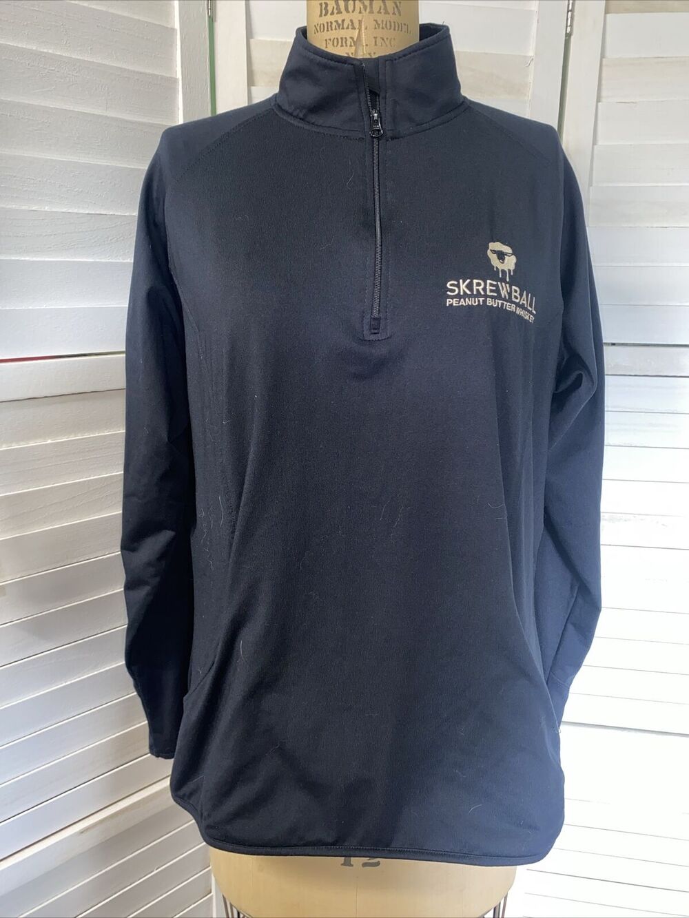 Skrewball Peanut Butter Whiskey Sport-Tek Black 1/4 Zip Jacket Ladies Large